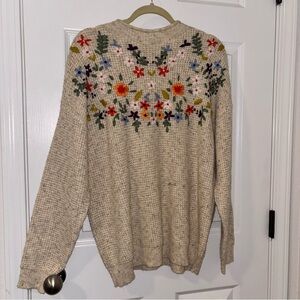 Bohme Floral Embroidered Sweater - Cream